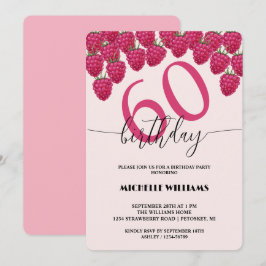 Invitación Raspberry color de agua rosa caligrafía cumpleaños