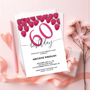 Invitación Raspberry color de agua rosa caligrafía cumpleaños
