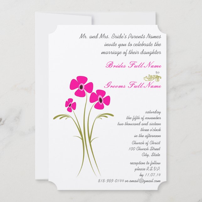 Invitación Raspberry Lime Gerbers Wedding Invitations (Anverso)