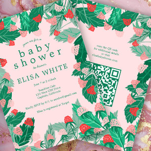 Invitación Raspberry Patch PERSONALIZADO Cum Código QR BABY S