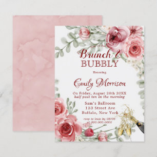 Invitación Raspberry Peony Champagne Brunch & Bubbly Inv