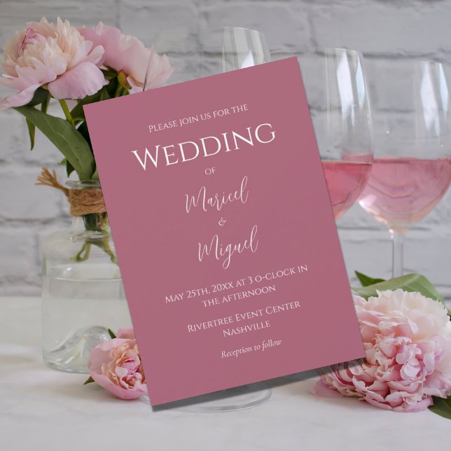 Invitación Raspberry rosa de la moderna y elegante boda (Subido por el creador)