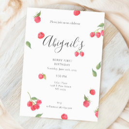Invitación Raspberry Sweet Berry First Birday Party