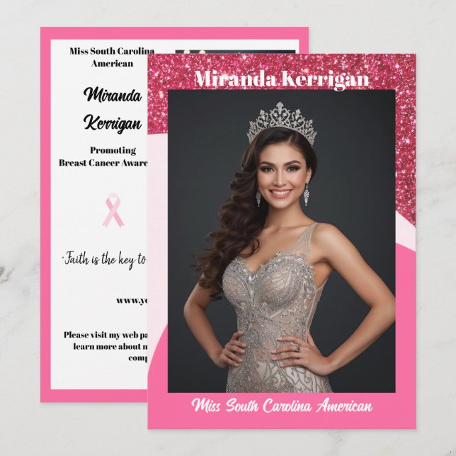 Invitación Raspberry Twist Pageant Titleholder Autograph Card (Anverso / Reverso)