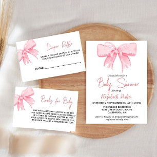 Invitación Rasplante Baby Shower de cinta Chica de arco rosad