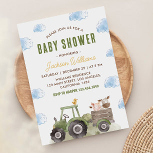 Invitación Rastreo de animales de granja género Baby Shower n