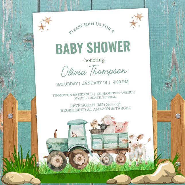 Invitación Rastreo de animales de granja género Baby Shower n (Subido por el creador)