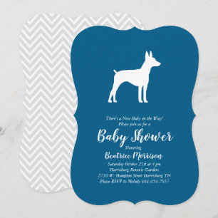 Invitación Rat Terrier Dog Baby Shower Blue Boy