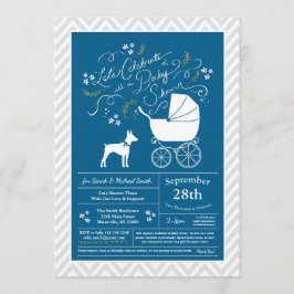 Invitación Rat Terrier Dog Baby Shower Blue Boy