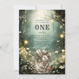 Invitación Ratón de Bosque de Bosques Encantados Primer Cumpl