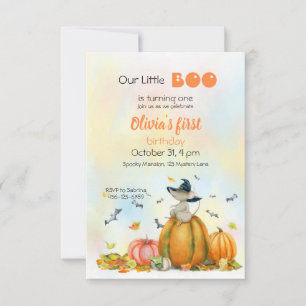 Invitación Ratón de bruja suave en la calabaza