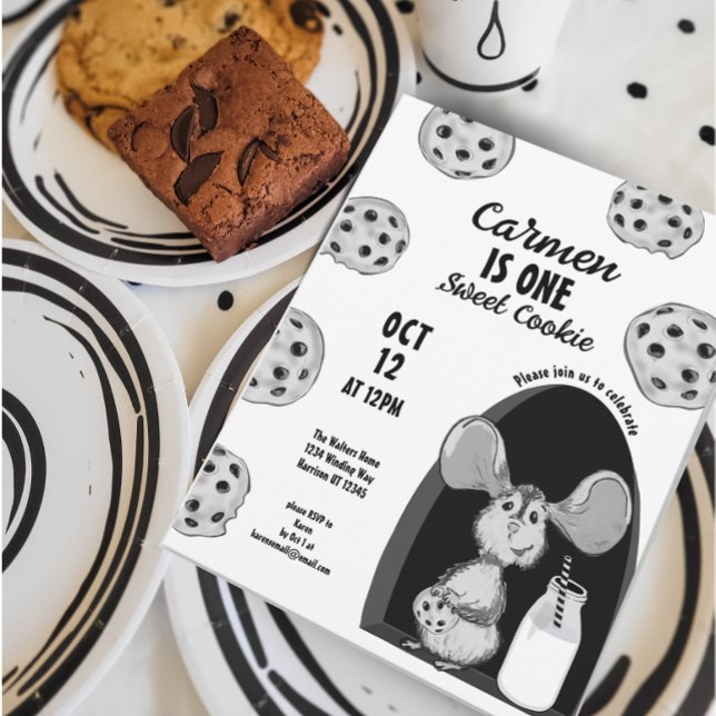 Invitación Ratón de Leche y Galletas Dulce Primer Cumpleaños (Subido por el creador)