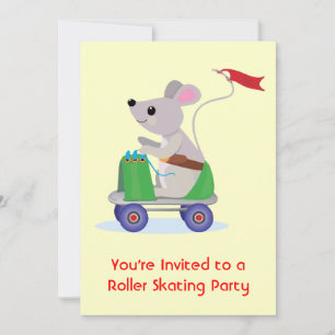 Invitación Ratón en un Fiesta de patinaje sobre patines