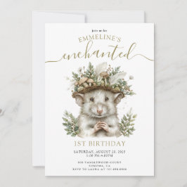 Invitación Ratón forestal encantado Animal 1er cumpleaños