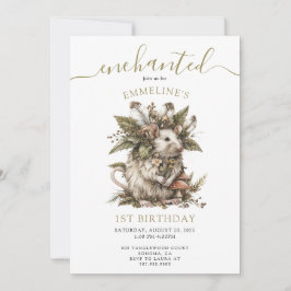 Invitación Ratón forestal encantado Primer cumpleaños