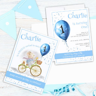 Invitación Ratón lindo Bicicleta Animal Niño Primer Fiesta de