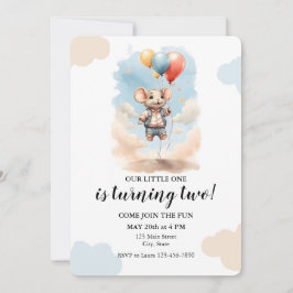 Invitación Ratón lindo con fiesta de cumpleaños de los globos