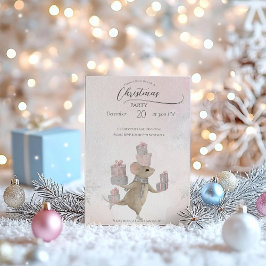 Invitación Ratón lindo con regalos para Navidades