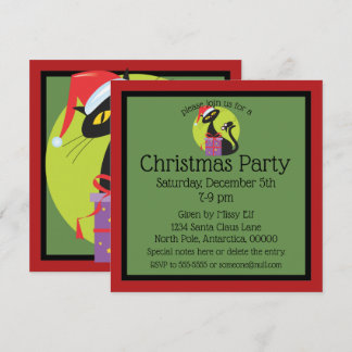 Invitación Ratón negro para gato para Navidades retro