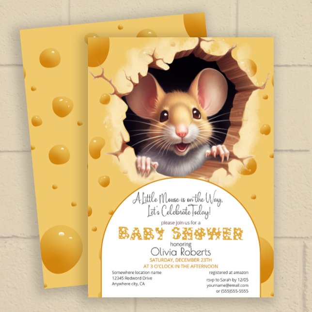 Invitación Ratón pequeño en Baby Shower de queso (Subido por el creador)