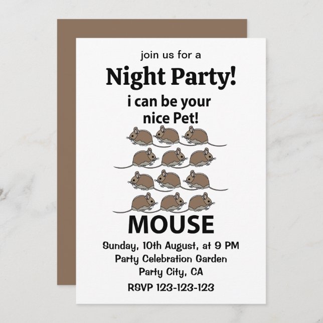 Invitación Ratón Rata Animal Puedo Ser Su Bonito Ratón Mascot (Anverso / Reverso)