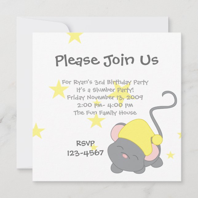 Invitación Ratón somnoliento (Anverso)