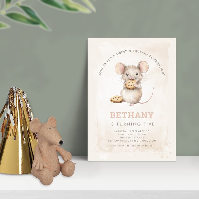 Invitación Ratón y galletas lindo 5º cumpleaños (Subido por el creador)
