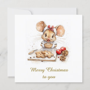 Invitación Ratoncito Chef de Navidad Adorable