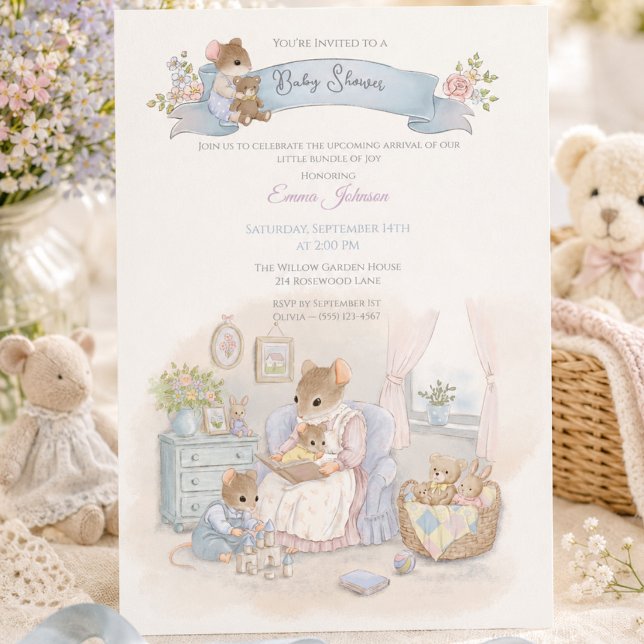 Invitación Ratones caprichosos para baby shower (Subido por el creador)