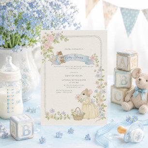 Invitación Ratones caprichosos para baby shower