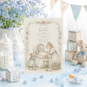 Invitación Ratones caprichosos para baby shower