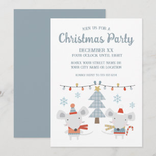 Invitación Ratones Navideños Adorables y Árbol