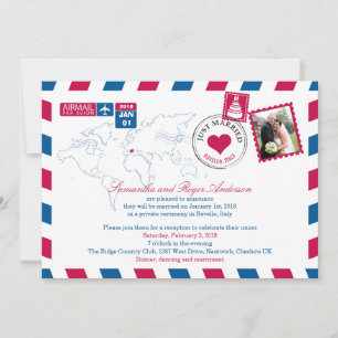 Invitación Ravello Italia Correo Aéreo Recepción de Boda Post
