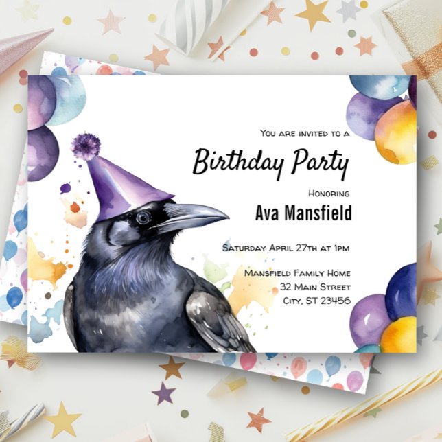 Invitación Raven Black Bird Crow Dark Mystical Birthday Party (Subido por el creador)