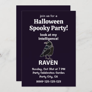 Invitación Raven Halloween Spooky Fiesta Raven