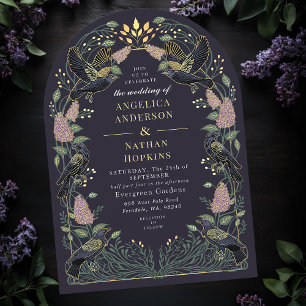 Invitación Raven Lilac Encantado Boda Gótico Ach