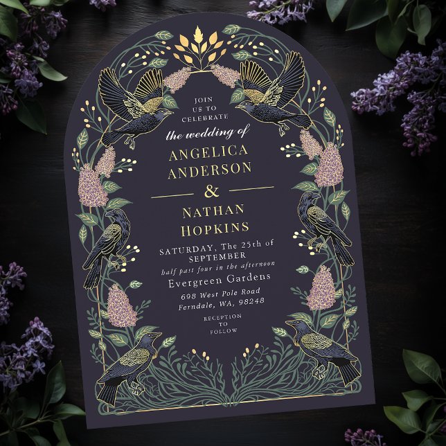 Invitación Raven Lilac Encantado Boda Gótico Ach (Subido por el creador)