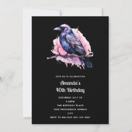 Invitación Raven negro en un cumpleaños de Ilustracion de suc