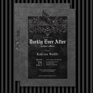 Invitación Raven negro gótico y ducha de novias negras para R