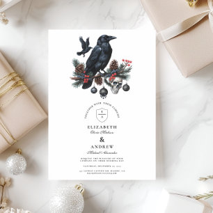 Invitación Raven Skull Gothic Holiday Boda
