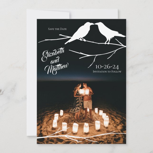 Invitación Ravens Boda gótica salva la fecha (Anverso)