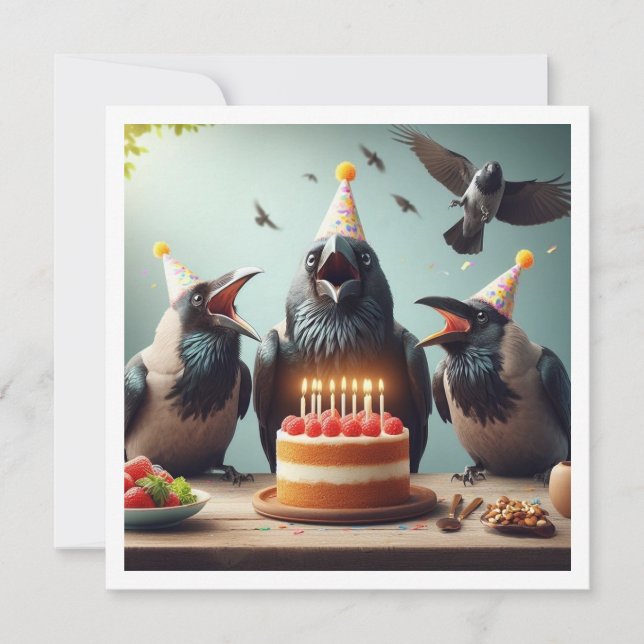 Invitación Ravens comiendo torta de cumpleaños, cumpleaños de (Anverso)