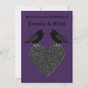 Invitación Ravens góticas y boda personalizada del corazón ne