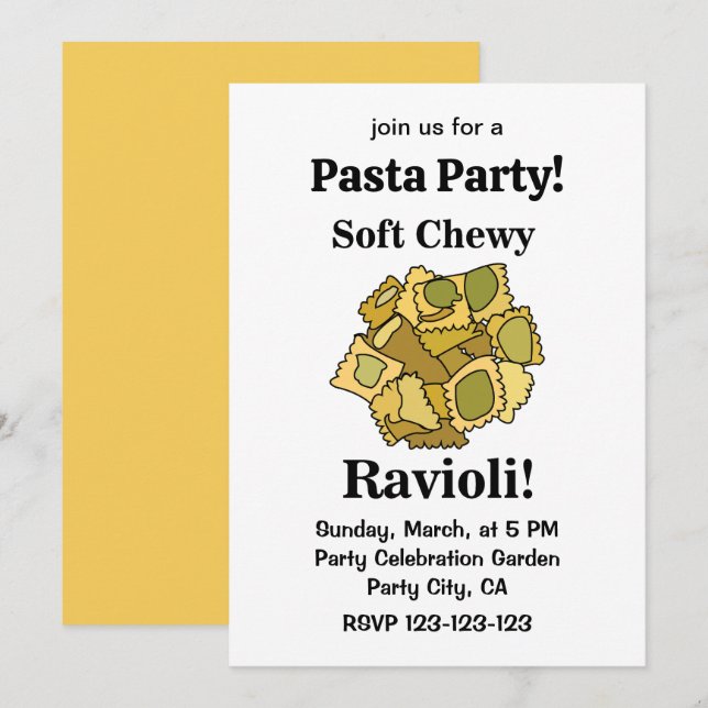 Invitación Ravioli Pasta comida italiana (Anverso / Reverso)