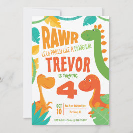 Invitación Rawr deja Fiesta como un dinosaurio - Personalizad