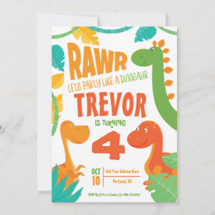 Invitación Rawr deja Fiesta como un dinosaurio - Personalizad