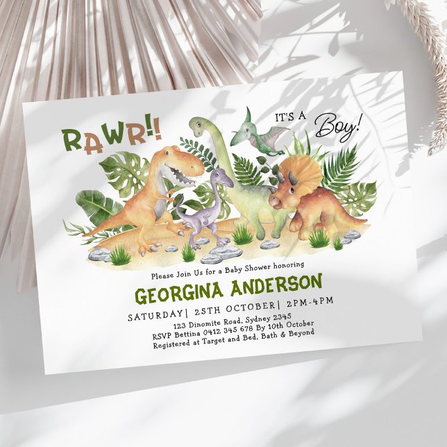 Invitación Rawr ¡Es un chico! Dinosaur Baby Shower (Subido por el creador)