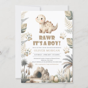 Invitación Rawr es un niño lindo Baby Shower de los ricos din