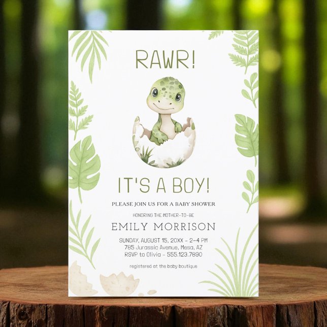 Invitación Rawr es una pequeña ducha de bebé de dinosaurios (Subido por el creador)