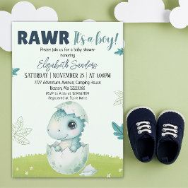 Invitación Rawr It’s a Boy Dinosaur Baby Shower Invitation